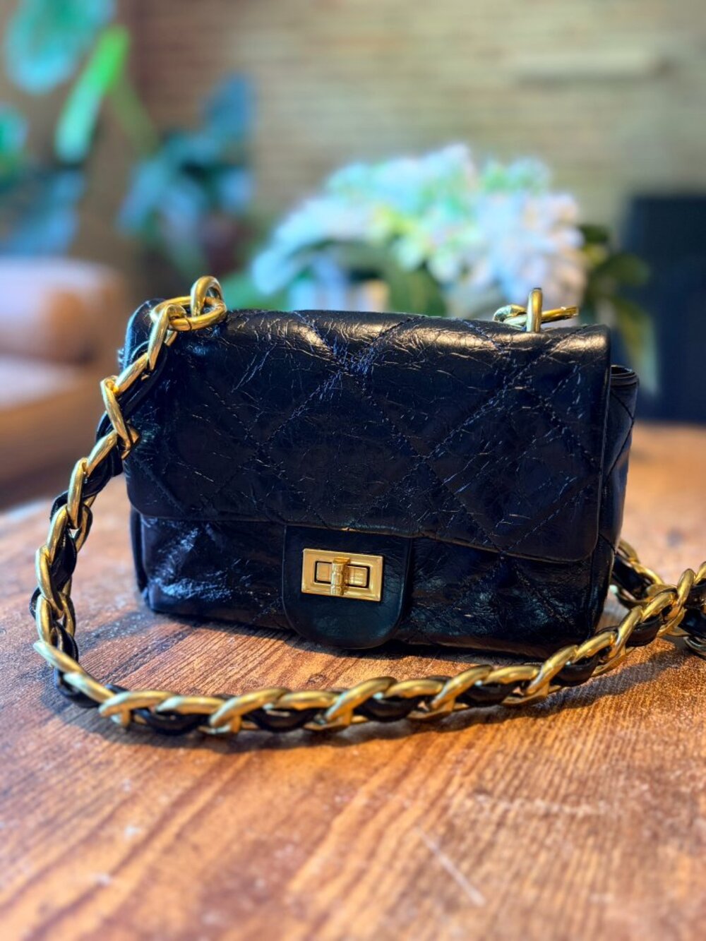 NWT Black Leather Two-Way Bag